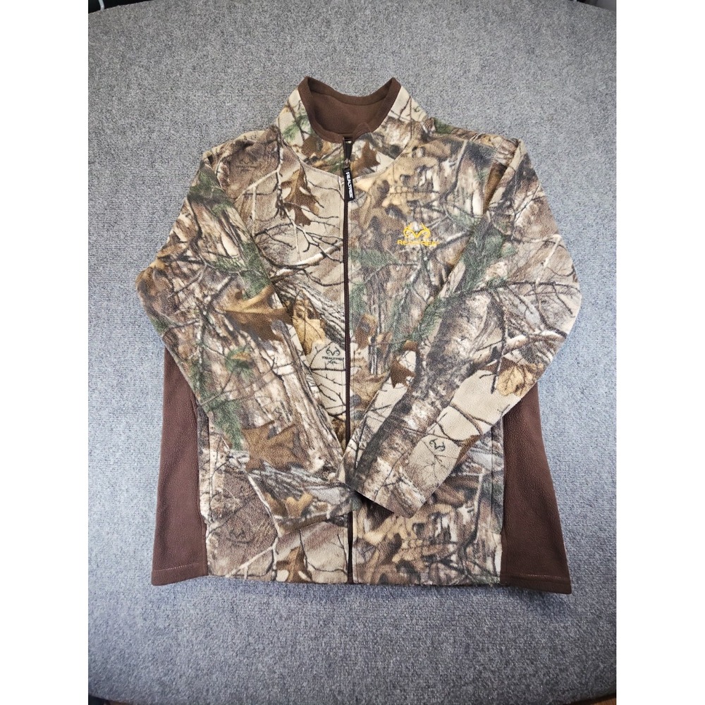 Y2K Realtree Full Zip Fleece Light Jacket Camouflage Hunting Size Large 1861